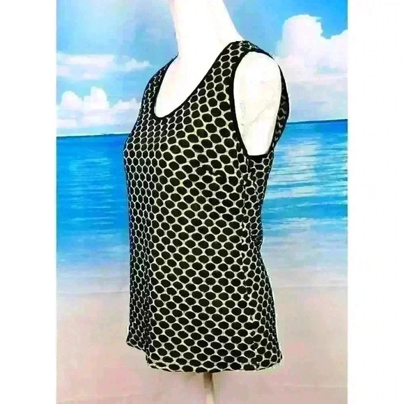 CATO Woman GREEN/BLACK Tank Top TEXTURED Shirt Lightweight STRETCH Shell size Lg - Picture 2 of 4